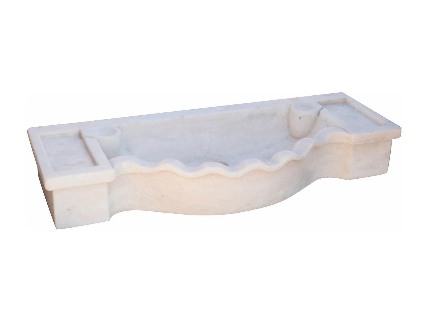 Vasque à Poser MAGNIFIQUE - Vasque en Marbre Blanc - Lavabo 114 x 45 x 18,5 cm