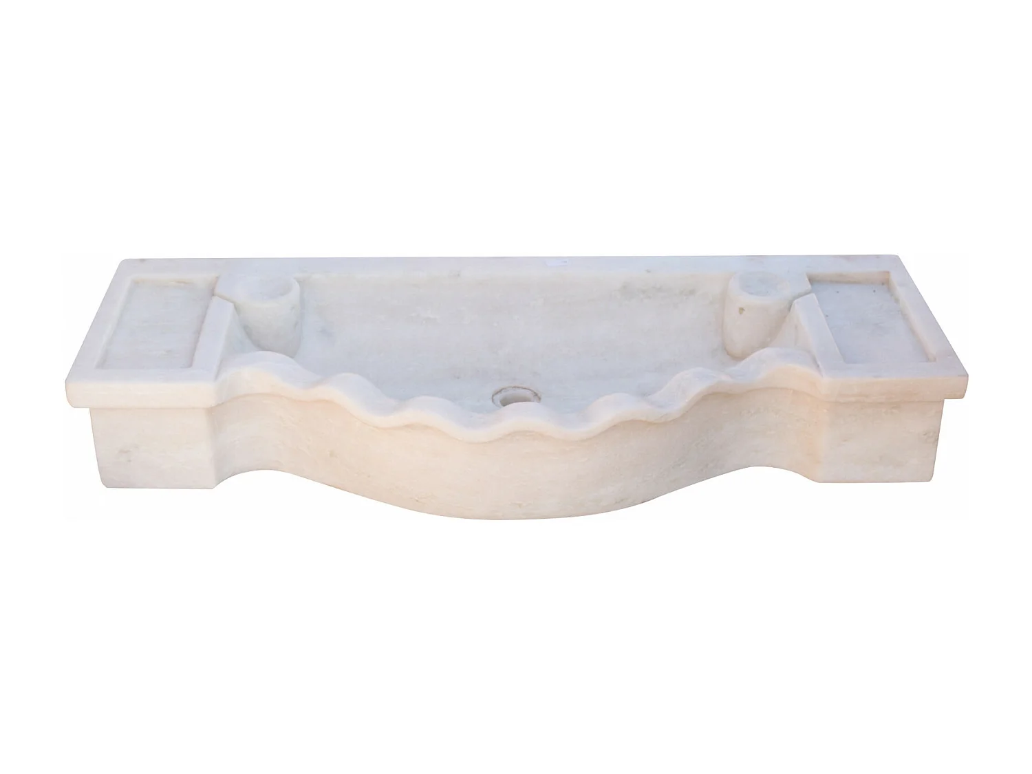 Vasque à Poser MAGNIFIQUE - Vasque en Marbre Blanc - Lavabo 114 x 45 x 18,5 cm