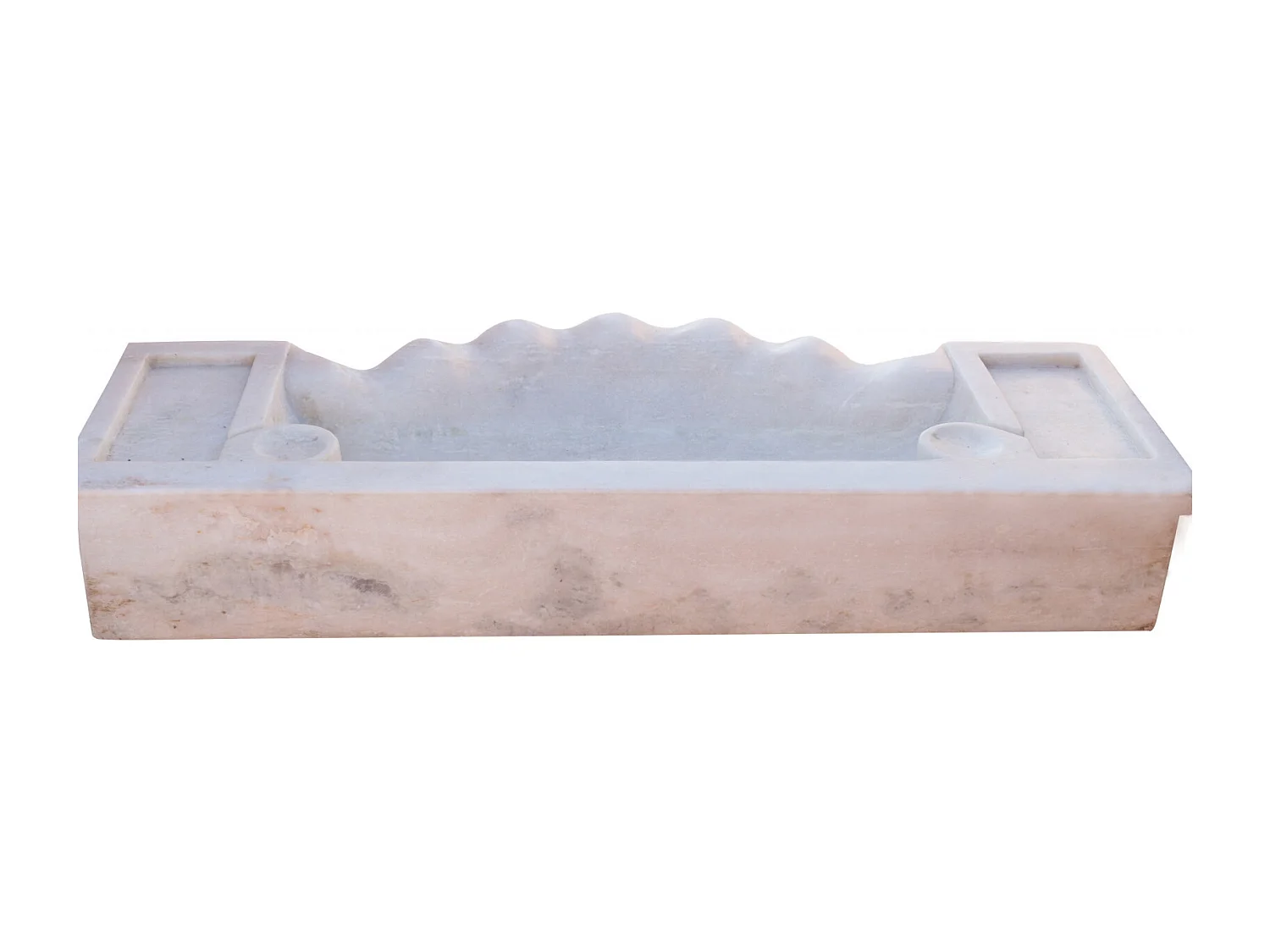 Vasque à Poser MAGNIFIQUE - Vasque en Marbre Blanc - Lavabo 114 x 45 x 18,5 cm