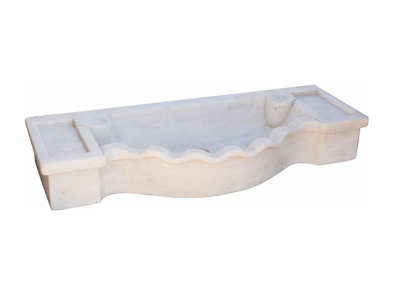 Vasque à Poser MAGNIFIQUE - Vasque en Marbre Blanc - Lavabo 114 x 45 x 18,5 cm