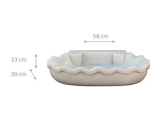 BISCOTTINI Vasque à poser en Marbre - Vasque finition Blanc Antique - Lavabo pour Salle de Bain - 58x39x13cm