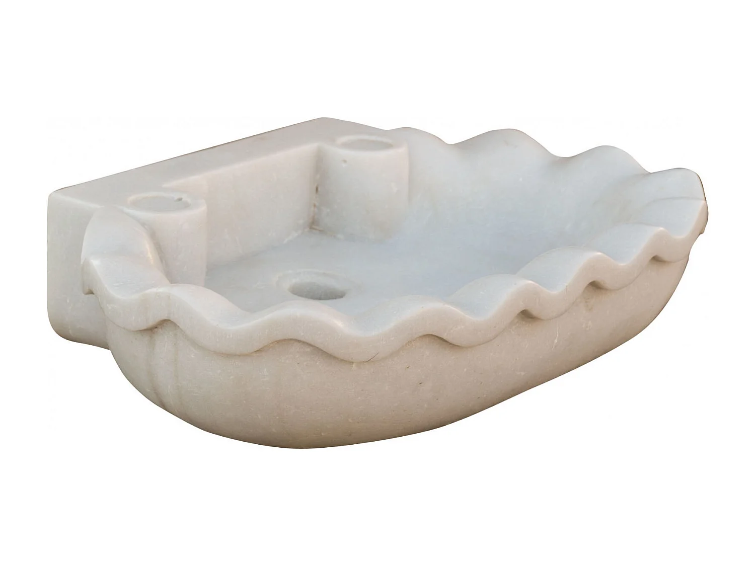 BISCOTTINI Vasque à poser en Marbre - Vasque finition Blanc Antique - Lavabo pour Salle de Bain - 58x39x13cm
