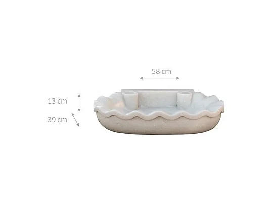 BISCOTTINI Lavabo da appoggio in Marmo - Lavabo con finitura Bianco Antico - Lavabo per Bagno - 58x39x13cm