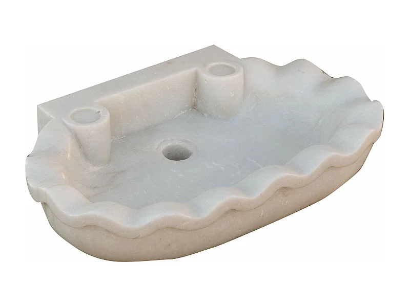 BISCOTTINI Vasque à poser en Marbre - Vasque finition Blanc Antique - Lavabo pour Salle de Bain - 58x39x13cm
