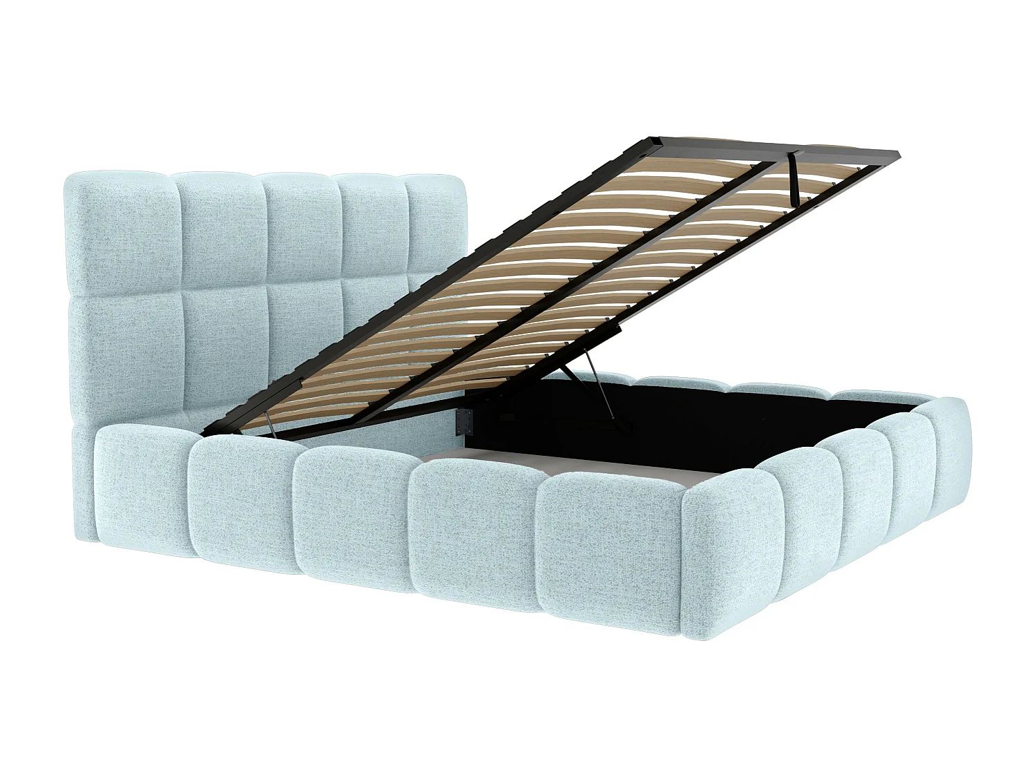 Bed met opbergruimte 140 x 190 cm - Stof met textuur - Hemelsblauw + matras - DAMADO van Pascal Morabito