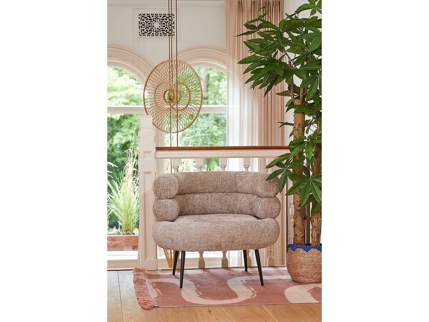 Ensemble de panier a plantes en jonc de mer et coton - 28 x 26 x 24 - Bleu, marron - JORCK