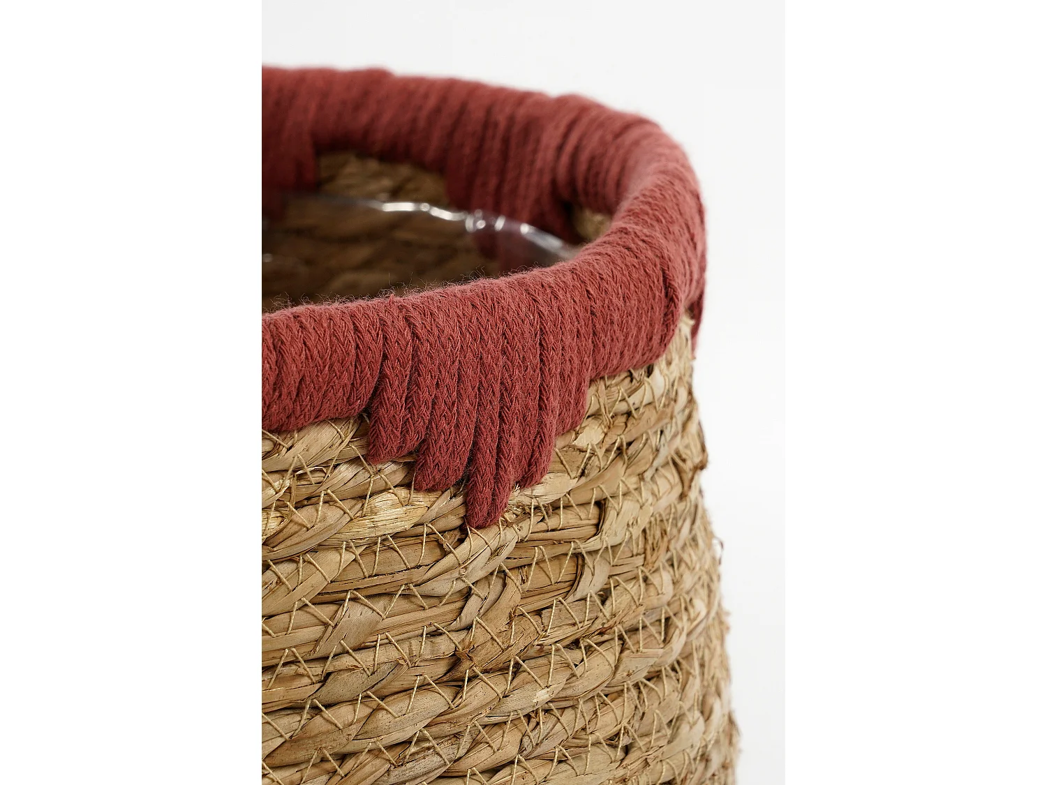 Juego de cestas para plantas de Hierba marina y Algodón - 26 x 26 x 24 - Rojo, marrón - JORCK