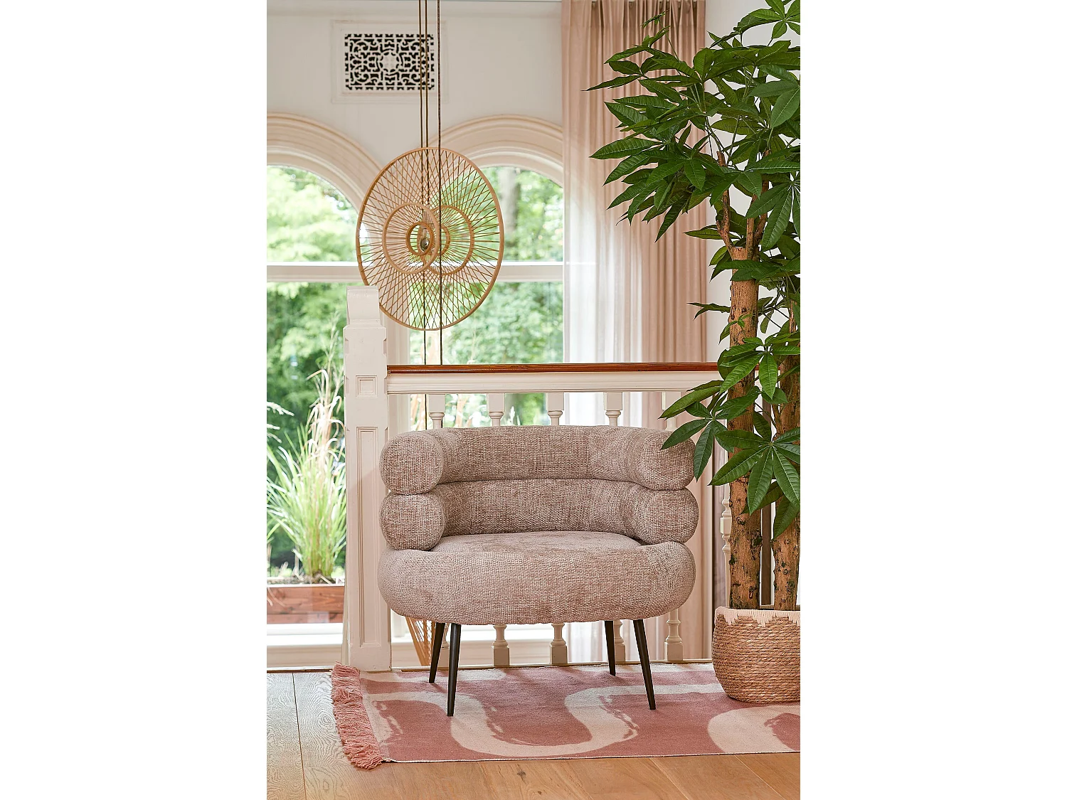 Ensemble de panier a plantes en jonc de mer et coton - 26 x 26 x 24 - Beige, marron - JORCK