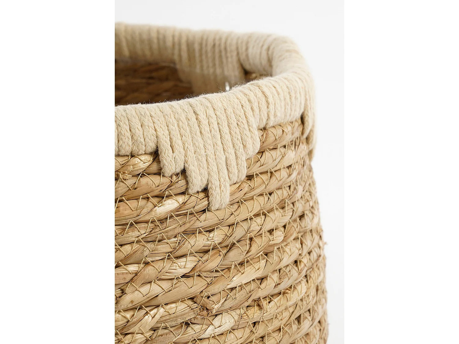 Ensemble de panier a plantes en jonc de mer et coton - 26 x 26 x 24 - Beige, marron - JORCK