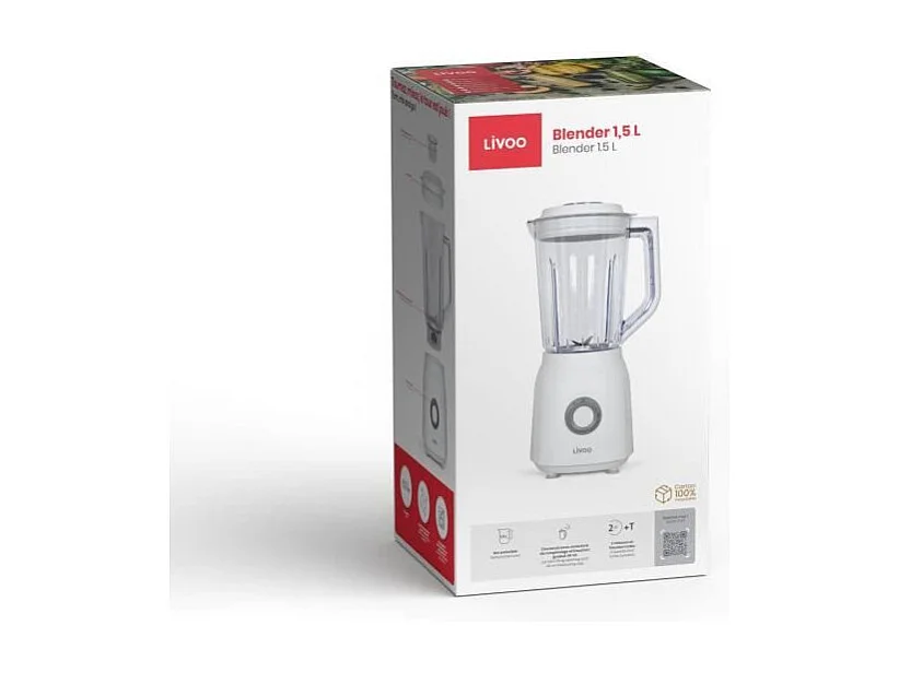Blender mixeur blanc 1.5L 600W