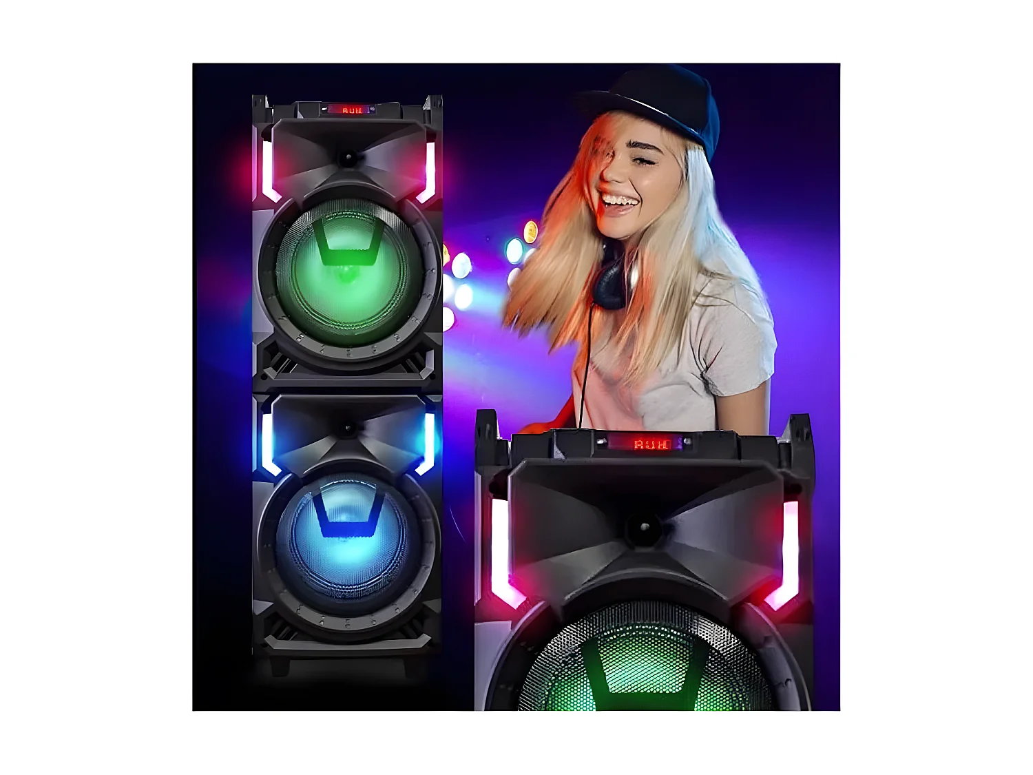 Enceinte lumineuse Bluetooth KARAOKE 800W MAXILIGHT