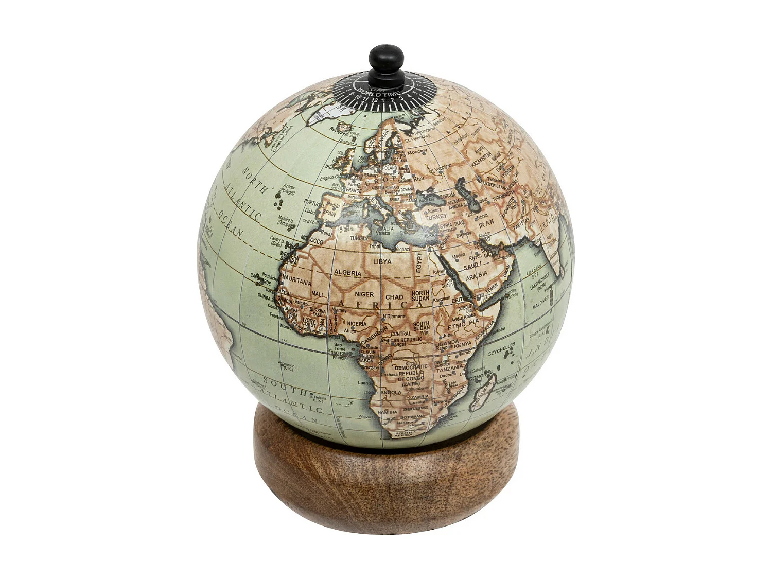 Objet décoratif Globe terrestre Vintage en bois  D 10 x H 13.5 cm