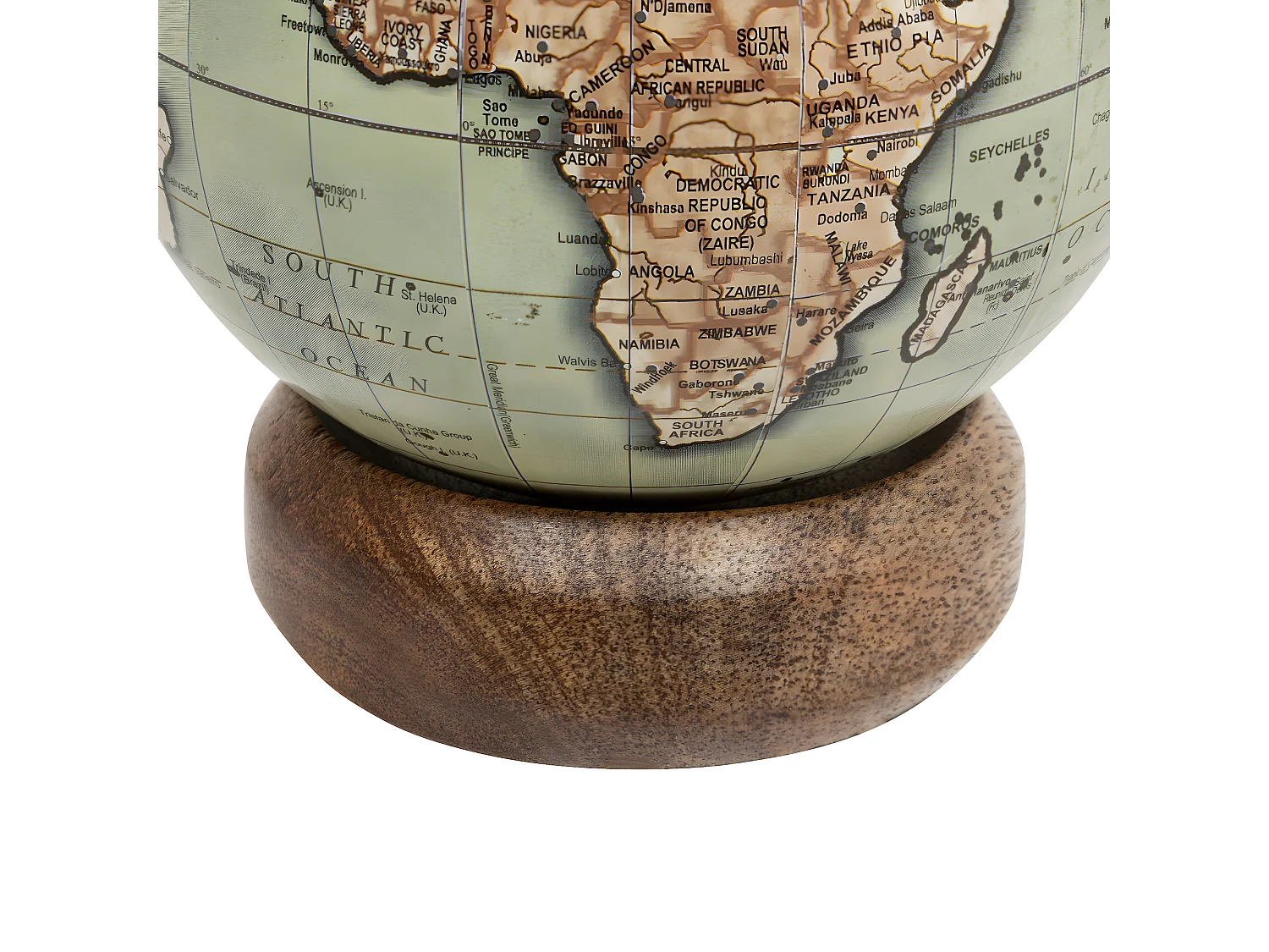 Objet décoratif Globe terrestre Vintage en bois  D 10 x H 13.5 cm