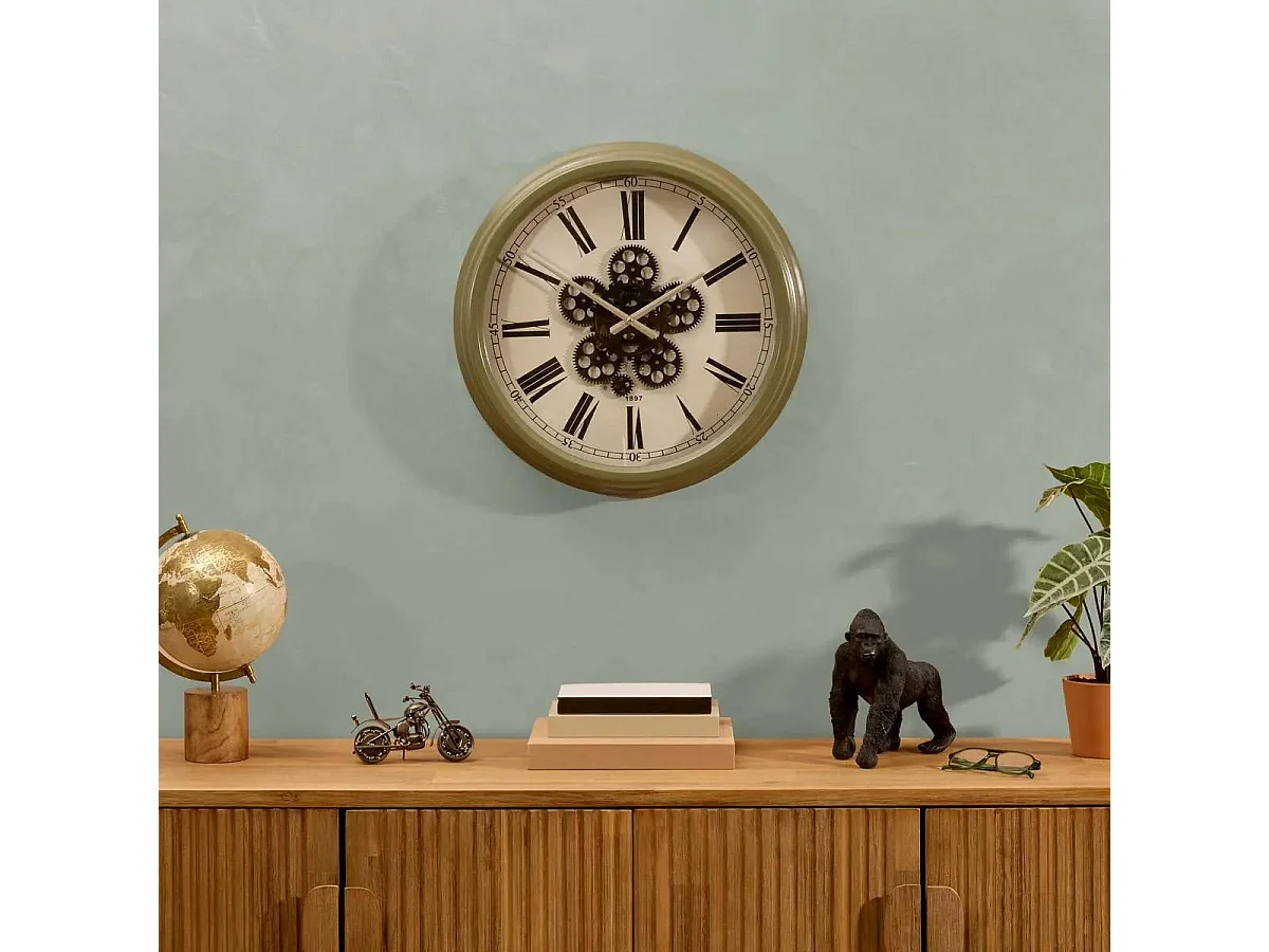 Objet décoratif Globe terrestre en bois et métal D 20 x H 35 cm