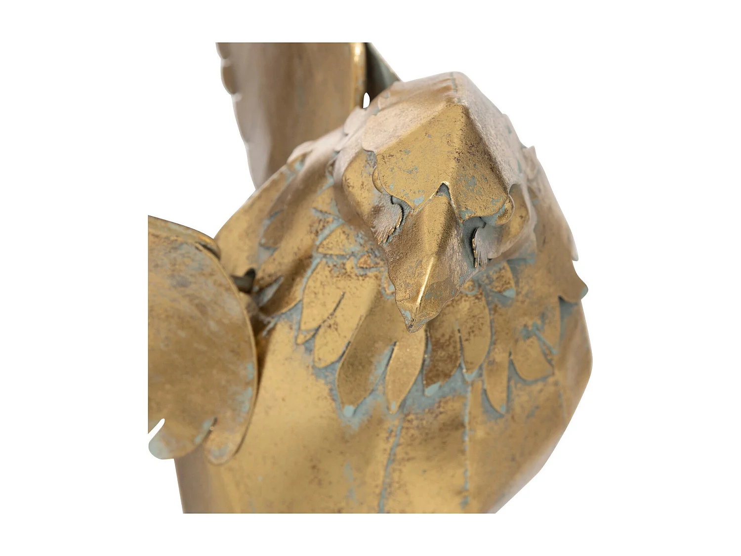 Objet décoratif Grand Aigle en métal doré et vert effet vieilli H 85 cm