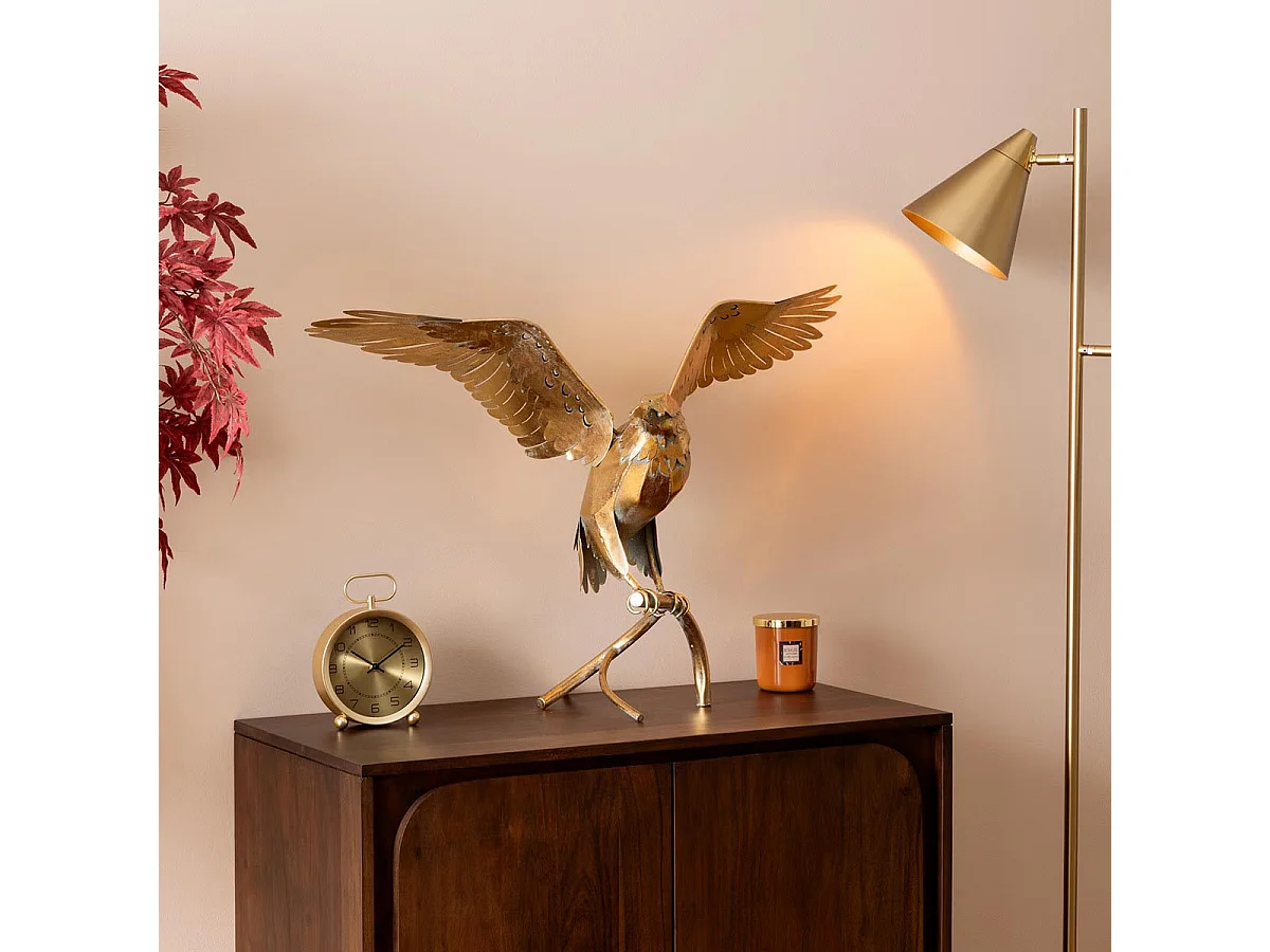 Objet décoratif Grand Aigle en métal doré et vert effet vieilli H 85 cm