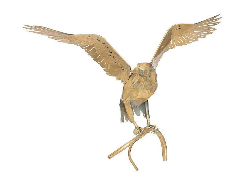 Objet décoratif Grand Aigle en métal doré et vert effet vieilli H 85 cm