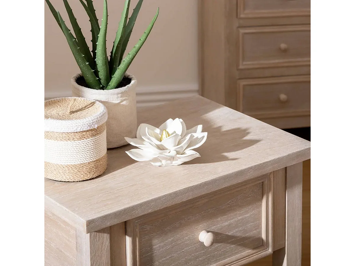 Objet décoratif Fleur en céramique blanche et dorée D 14.5 x H 6.3 cm