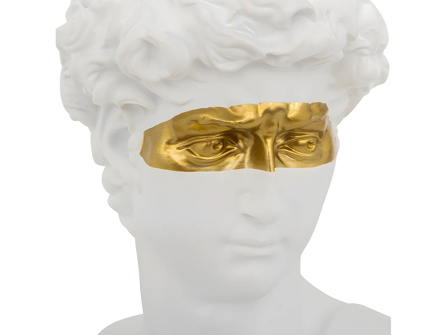 Objet décoratif Statue Tête de David en résine blanche avec masque doré H 24 cm