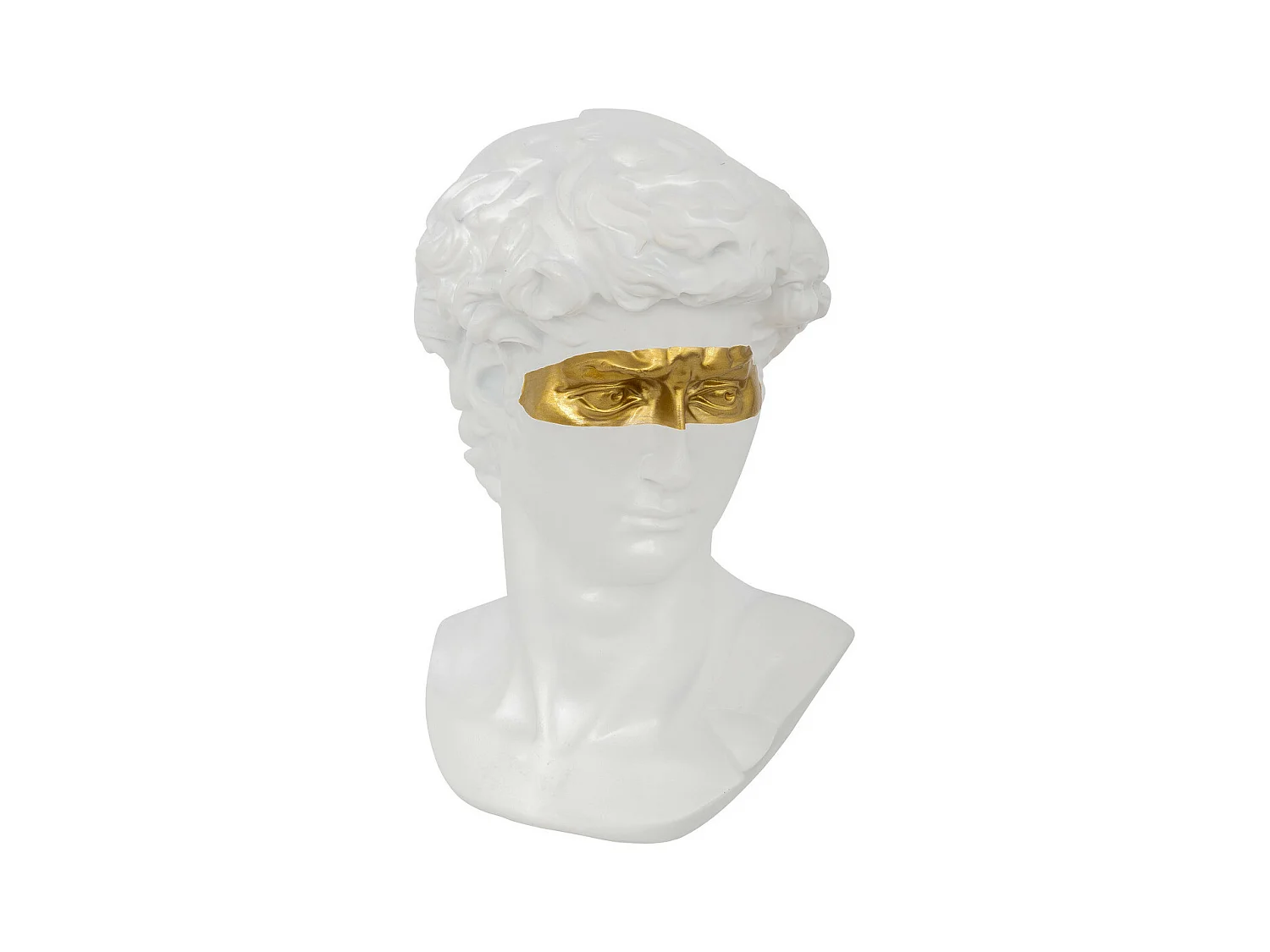 Objet décoratif Statue Tête de David en résine blanche avec masque doré H 24 cm