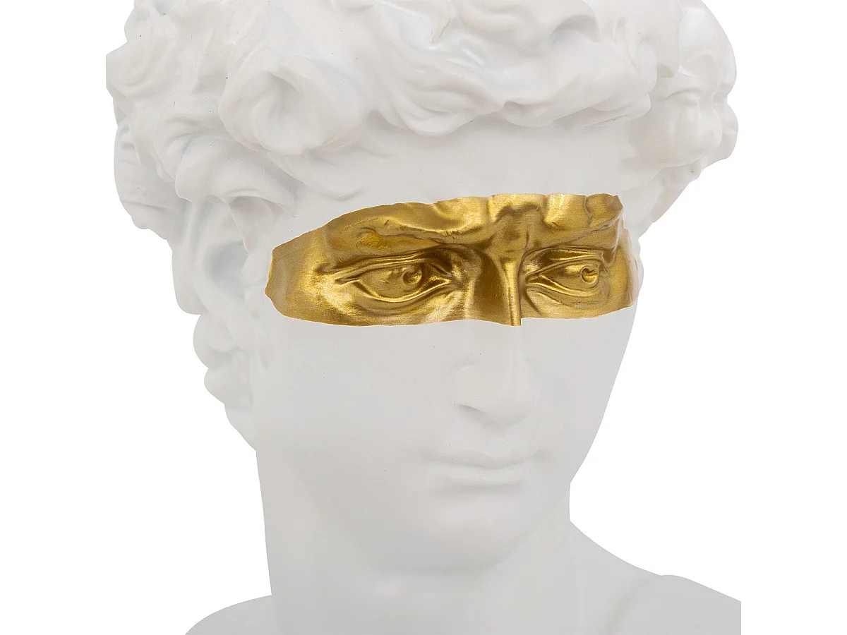 Objet décoratif Statue Tête de David en résine blanche avec masque doré H 24 cm