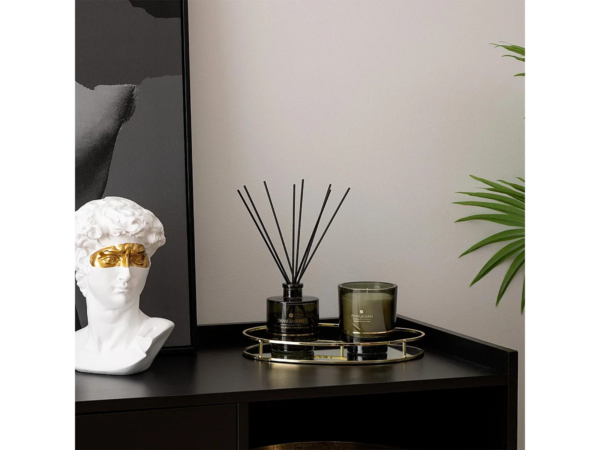 Objet décoratif Statue Tête de David en résine blanche avec masque doré H 24 cm