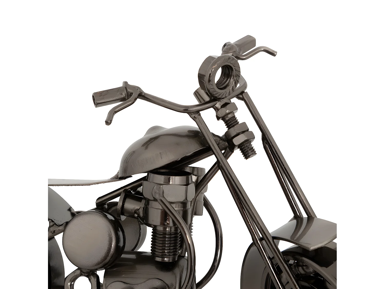 Objet décoratif Moto vintage en métal Argent foncé L 20 cm
