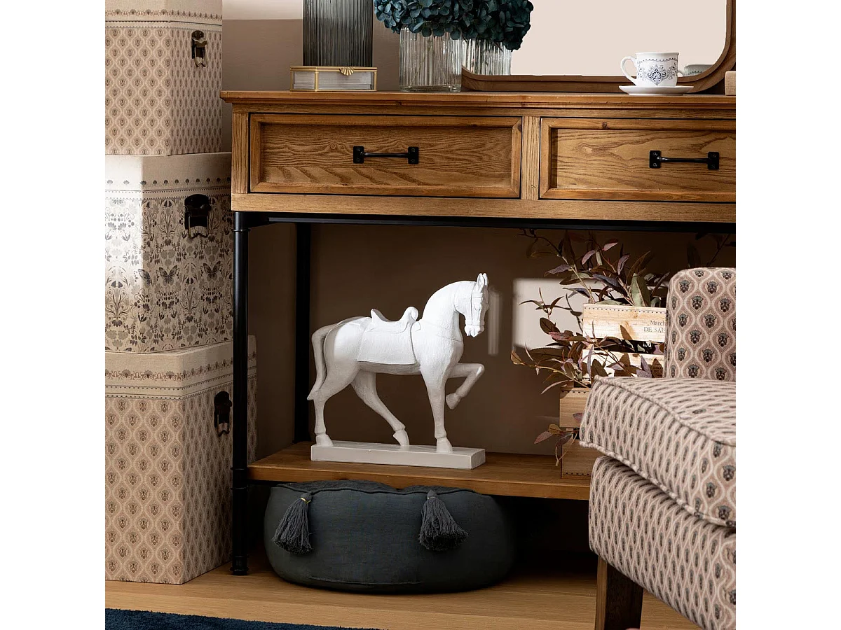 Objet décoratif Cheval Blanc en résine H 34 cm