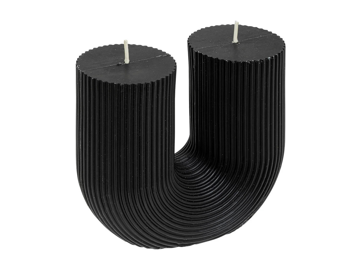 Bougie décorative striée en forme de U Noir 11 x 12 cm