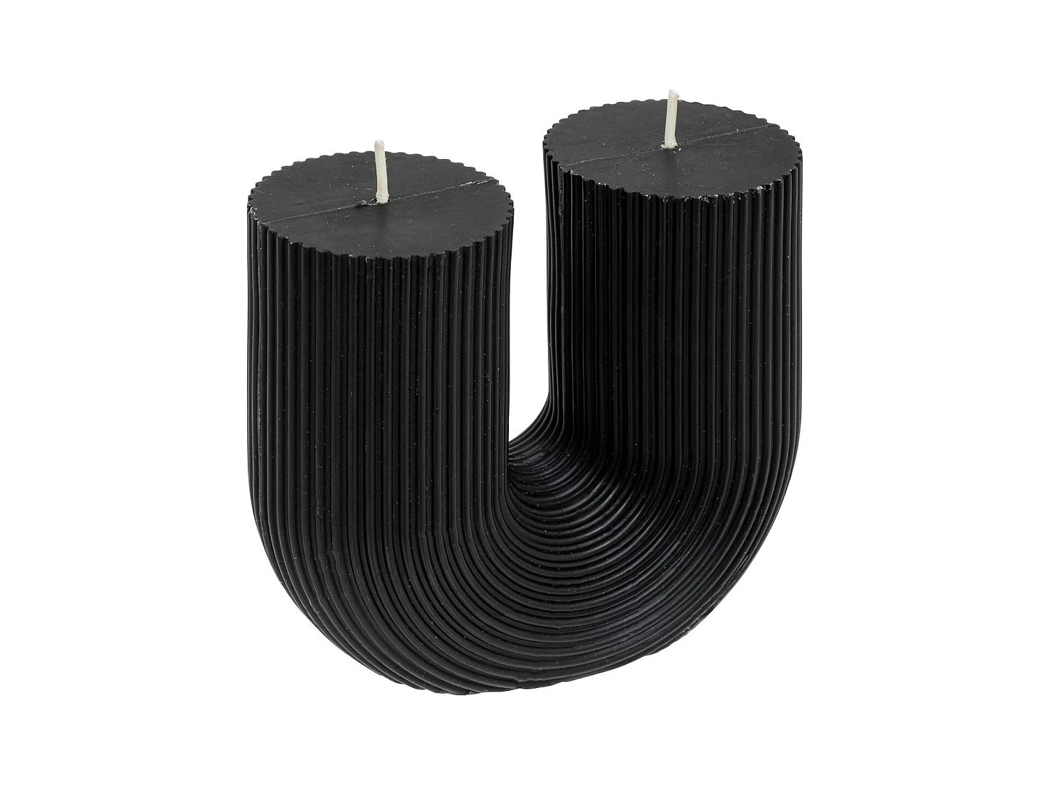 Bougie décorative striée en forme de U Noir 11 x 12 cm