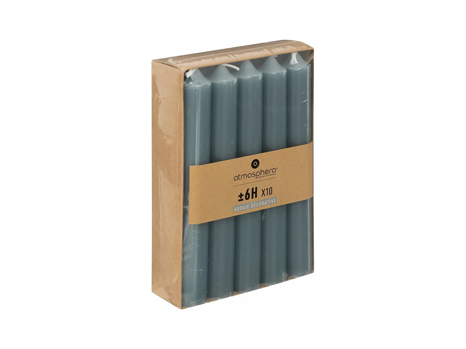 Lot de 10 Bougies Bâtons Bleu Orage H 16 cm