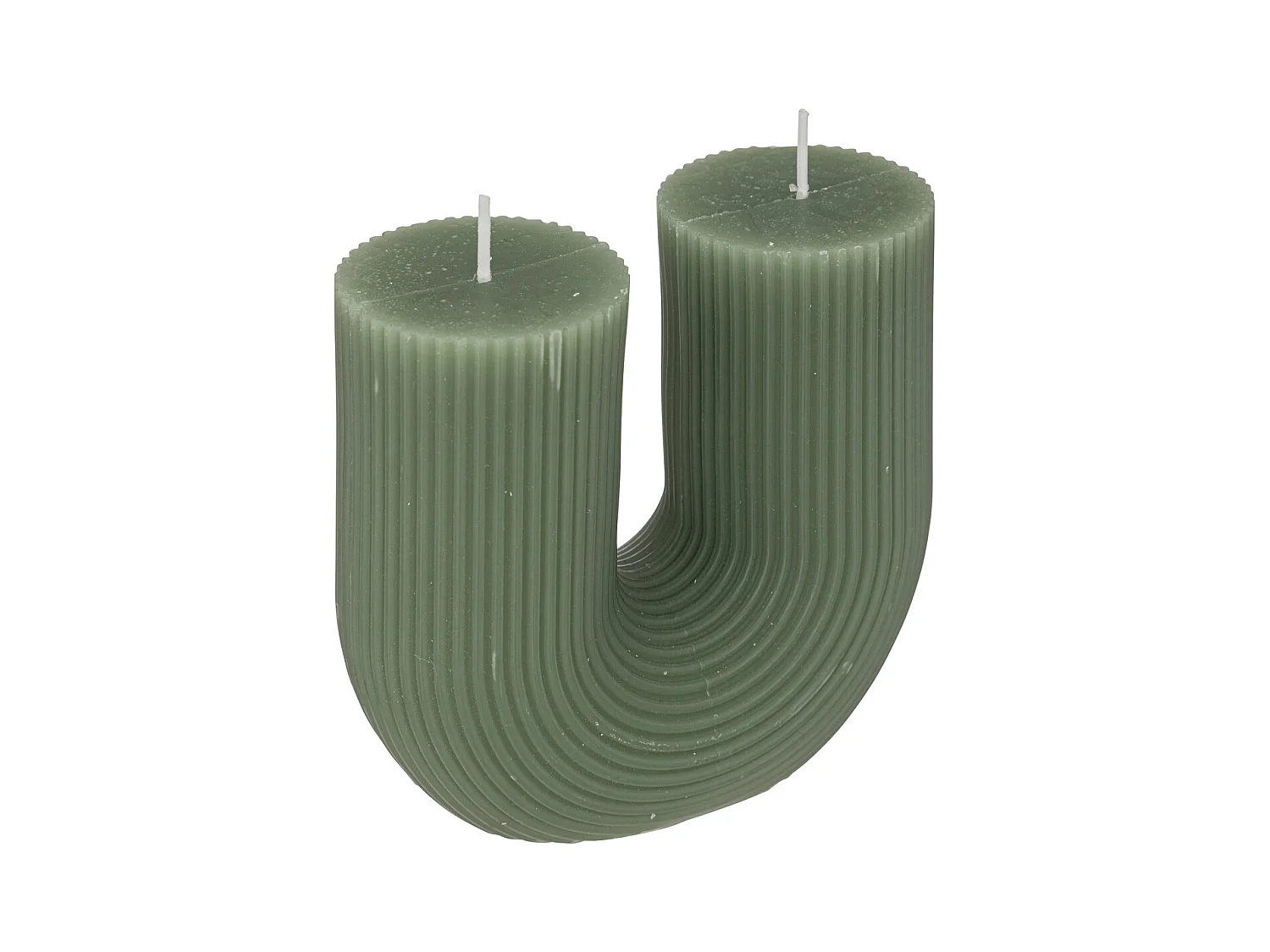 Bougie décorative striée en forme de U Vert Céladon 11 x 12 cm