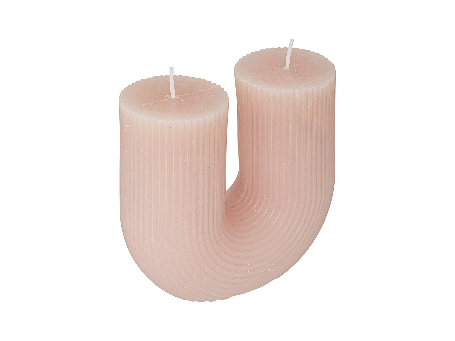 Bougie décorative striée en forme de U Rose 11 x 12 cm