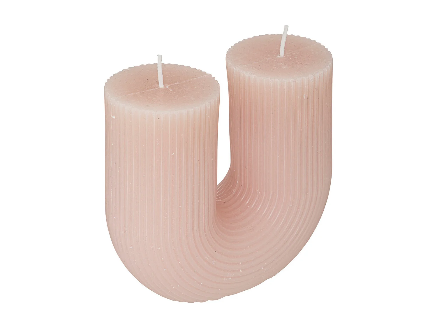 Bougie décorative striée en forme de U Rose 11 x 12 cm