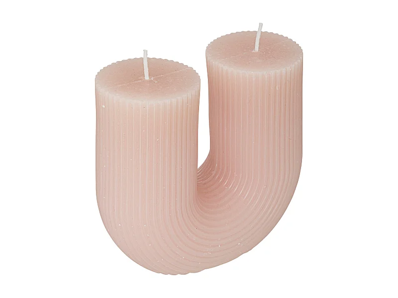 Bougie décorative striée en forme de U Rose 11 x 12 cm