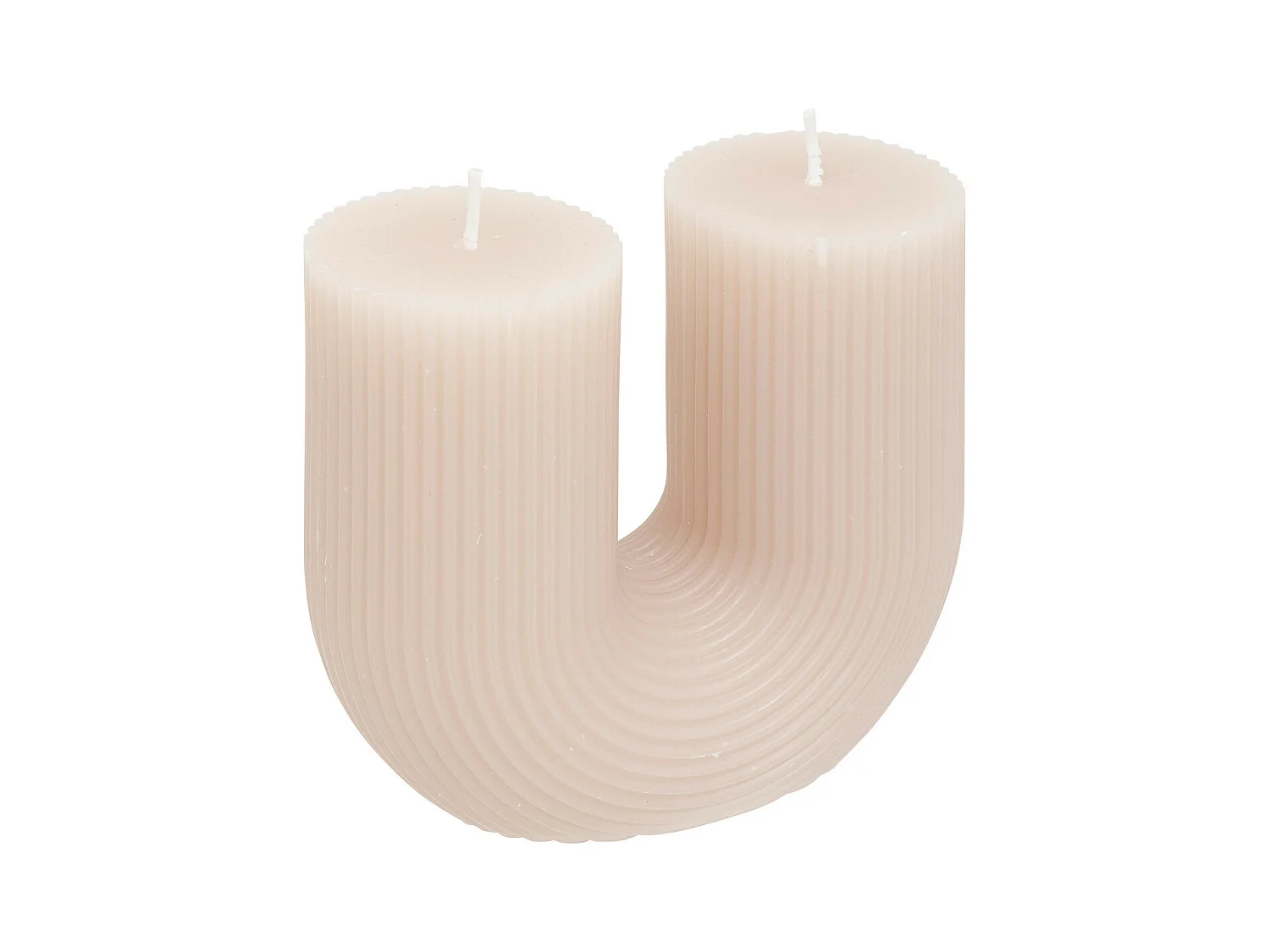 Bougie décorative striée en forme de U Taupe 11 x 12 cm