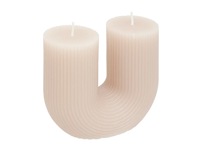 Bougie décorative striée en forme de U Taupe 11 x 12 cm