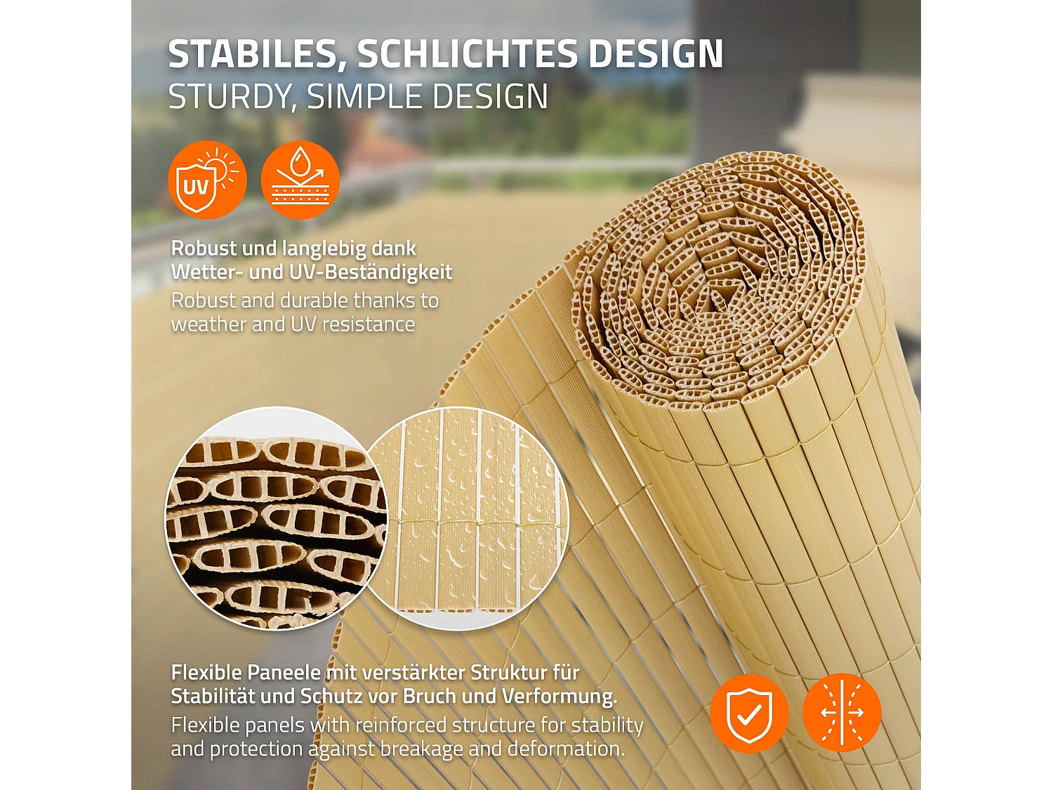 Canisse bambou PVC 80x800cm clôture brise-vue pour balcon terrasse jardin