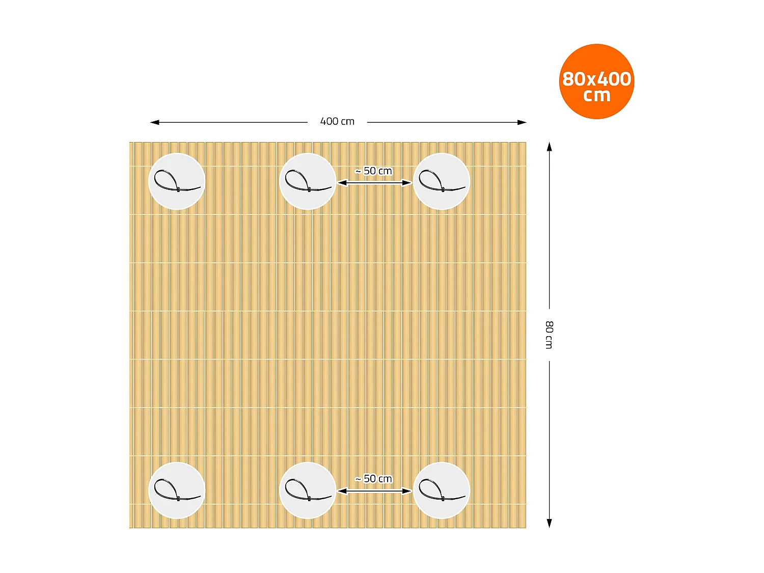 Canisse bambou PVC 80x800cm clôture brise-vue pour balcon terrasse jardin