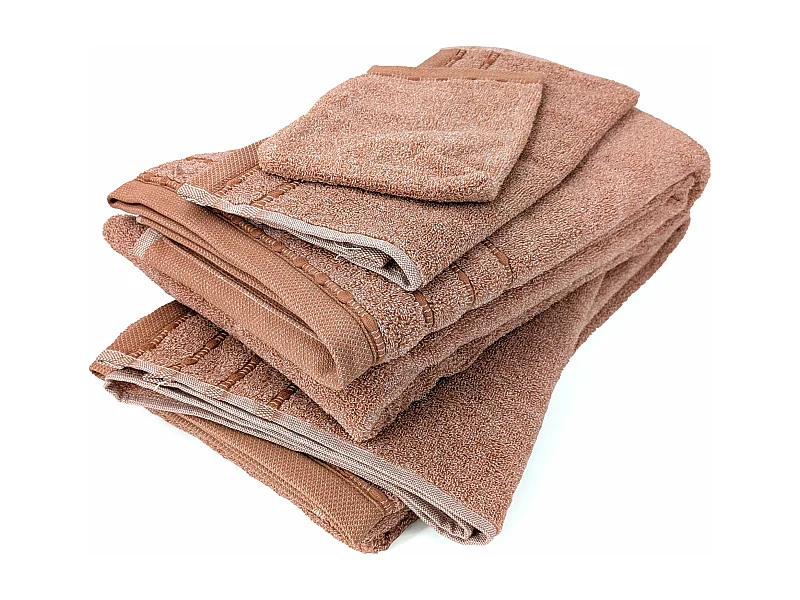 Parure de bain coton 500g/m² 6 pièces VIVID marron Terre-cuite