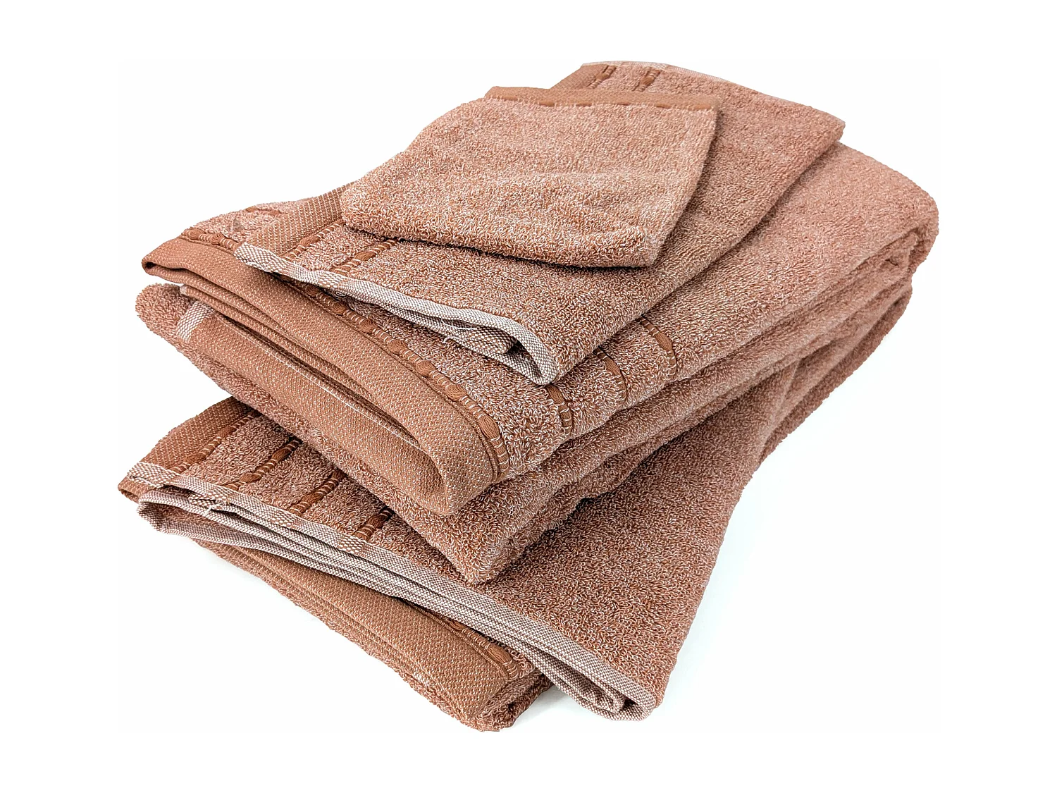 Parure de bain coton 500g/m² 6 pièces VIVID marron Terre-cuite