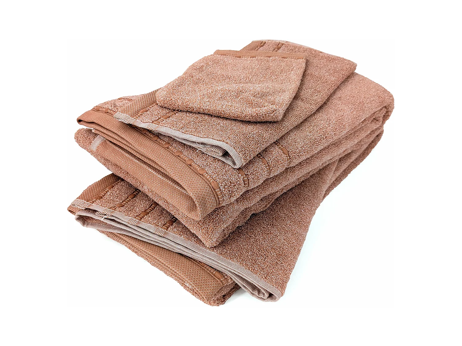 Parure de bain coton 500g/m² 6 pièces VIVID marron Terre-cuite