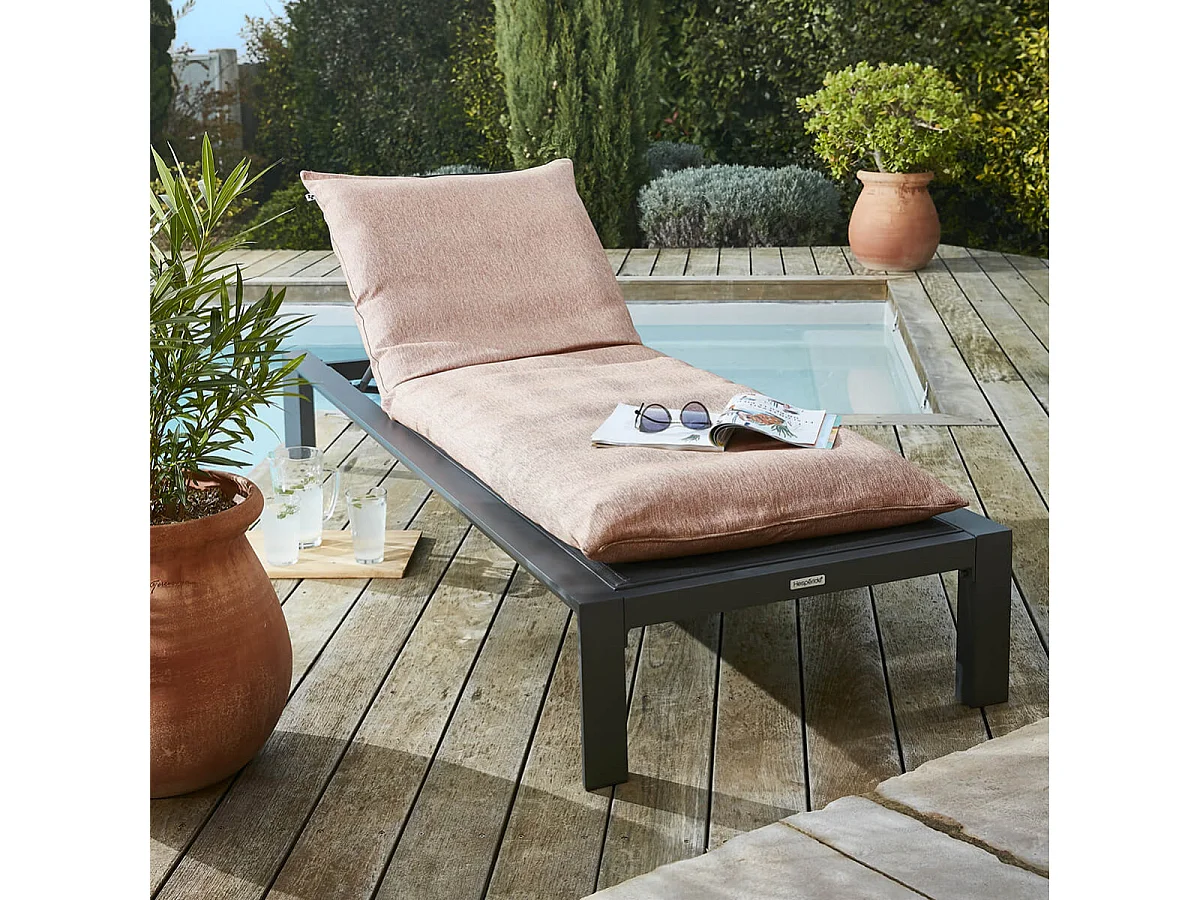 PRIMROSE - Coussin Bain de Soleil 70x190 Déhoussable Tissu Déperlant Corail