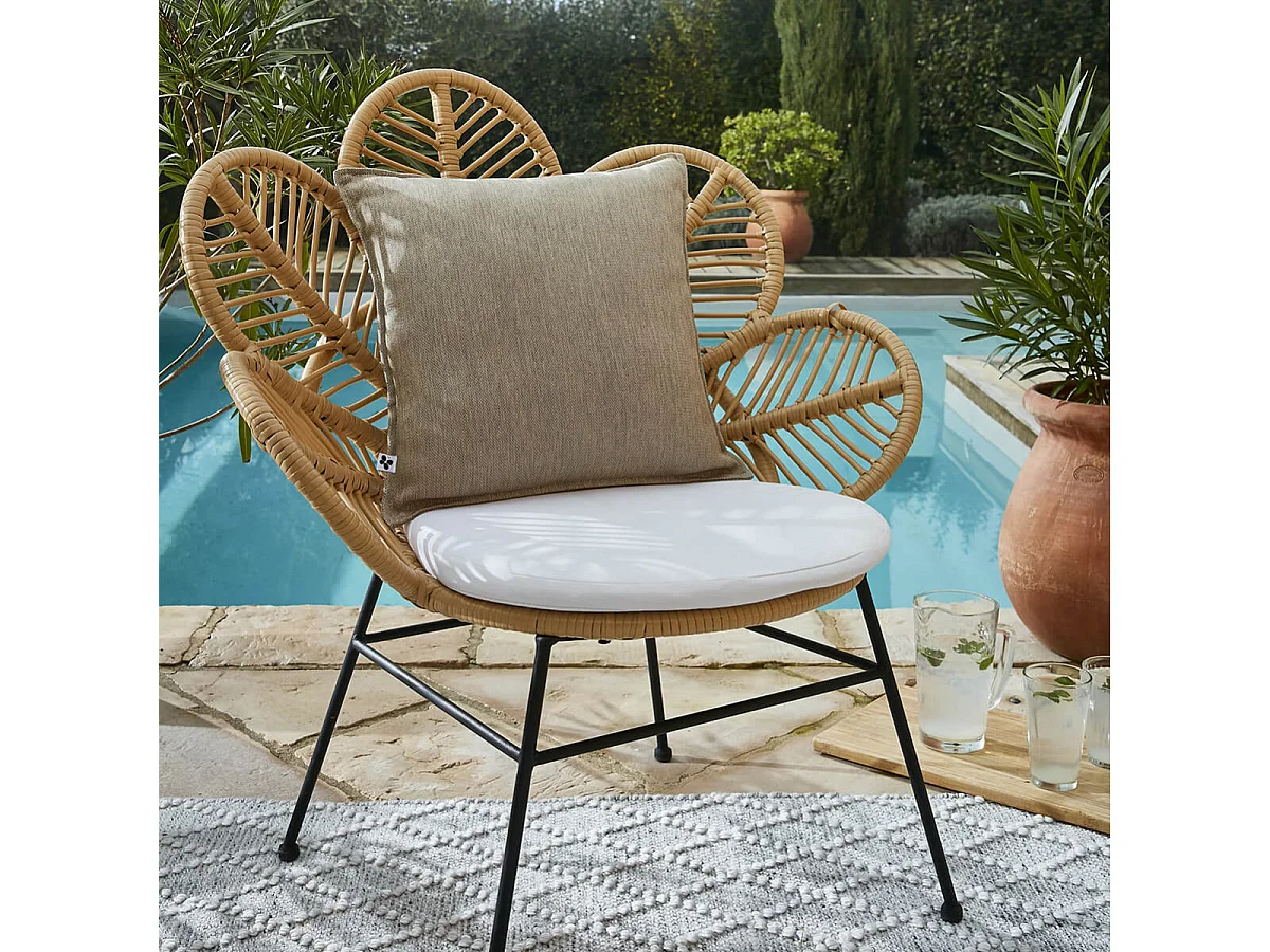 PRIMROSE - Coussin 45x45 Déhoussable Tissu Déperlant Sable