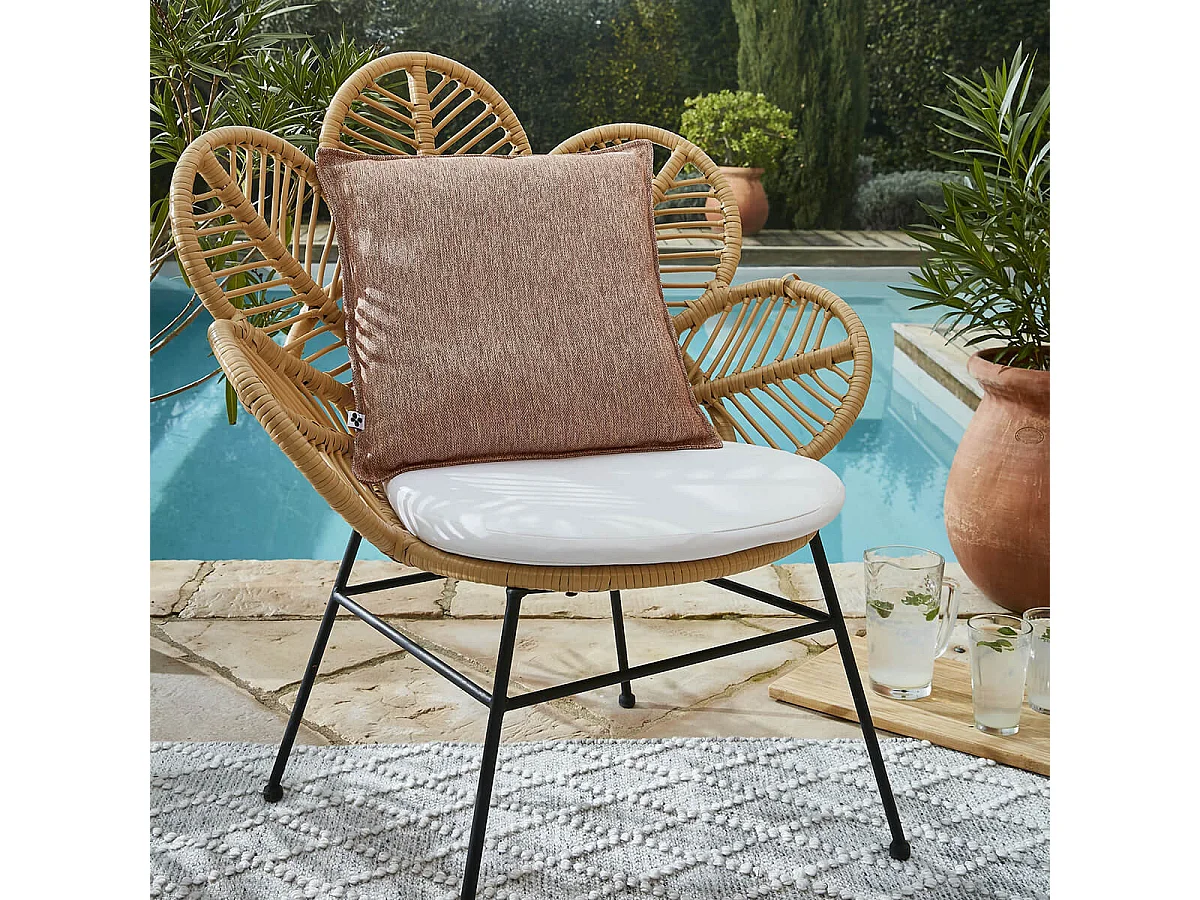 PRIMROSE - Coussin 45x45 Déhoussable Tissu Déperlant Corail