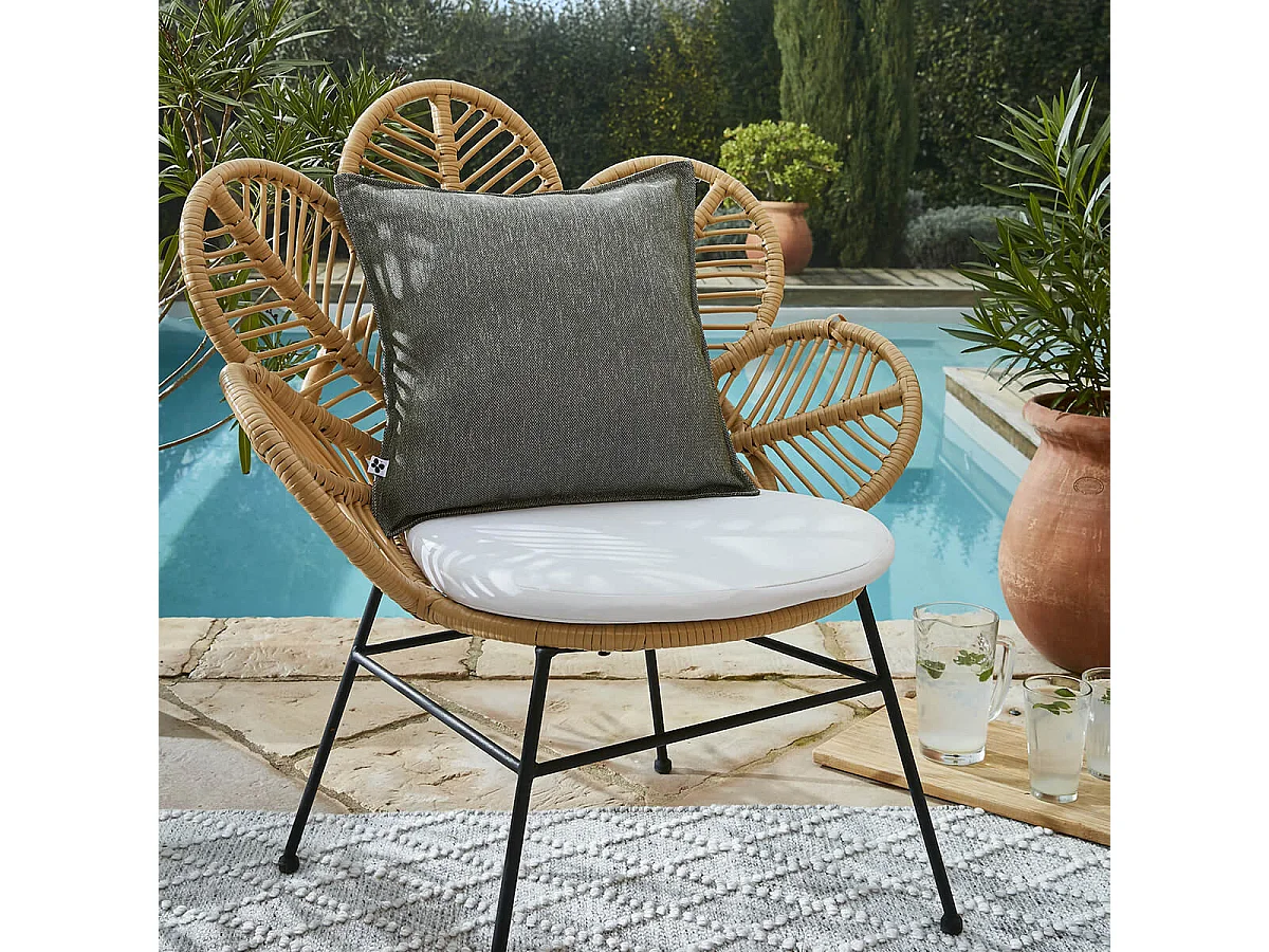 PRIMROSE - Coussin 45x45 Déhoussable Tissu Déperlant Vert