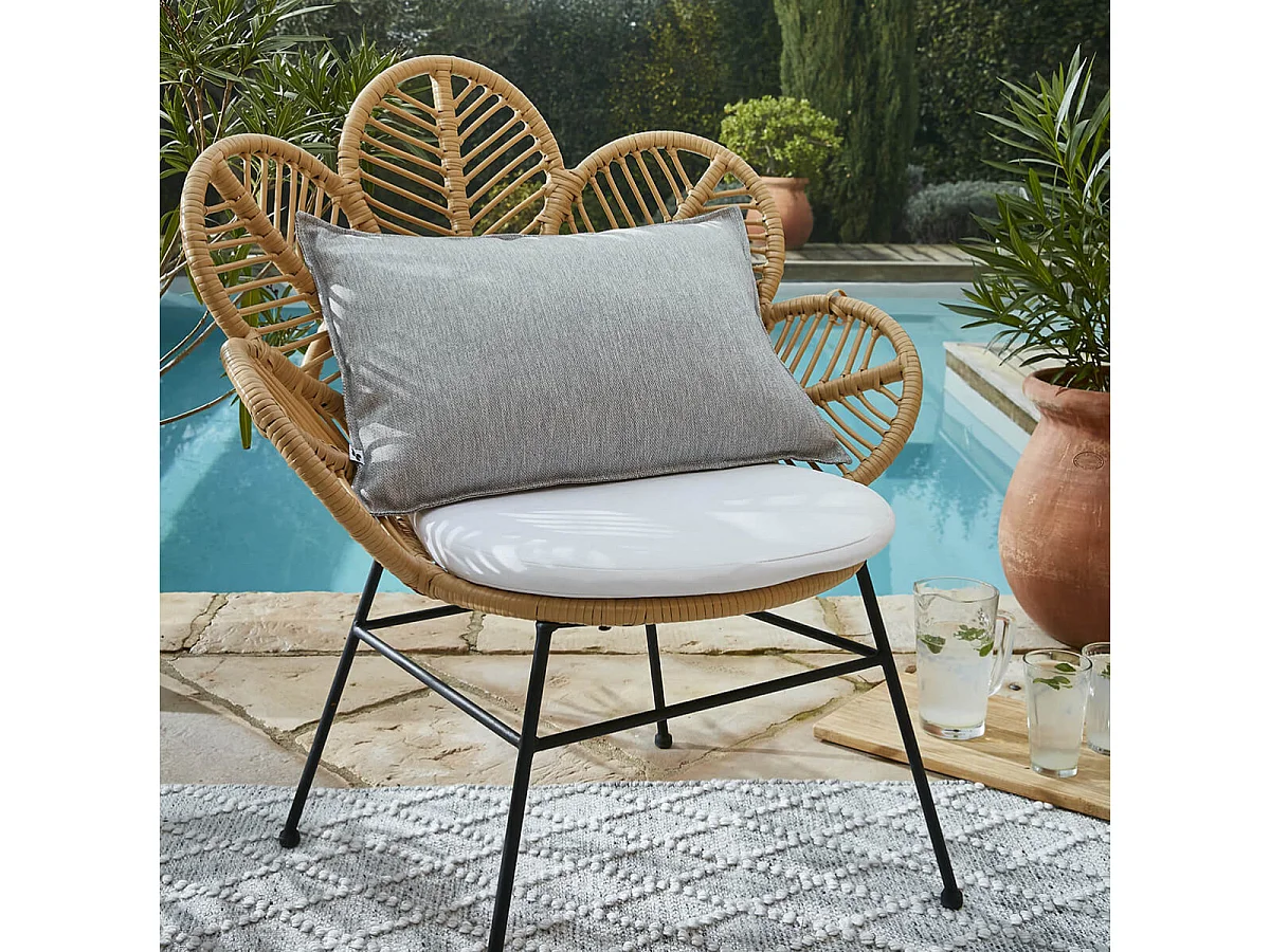 PRIMROSE - Coussin 45x60 Déhoussable Tissu Déperlant Gris Galet