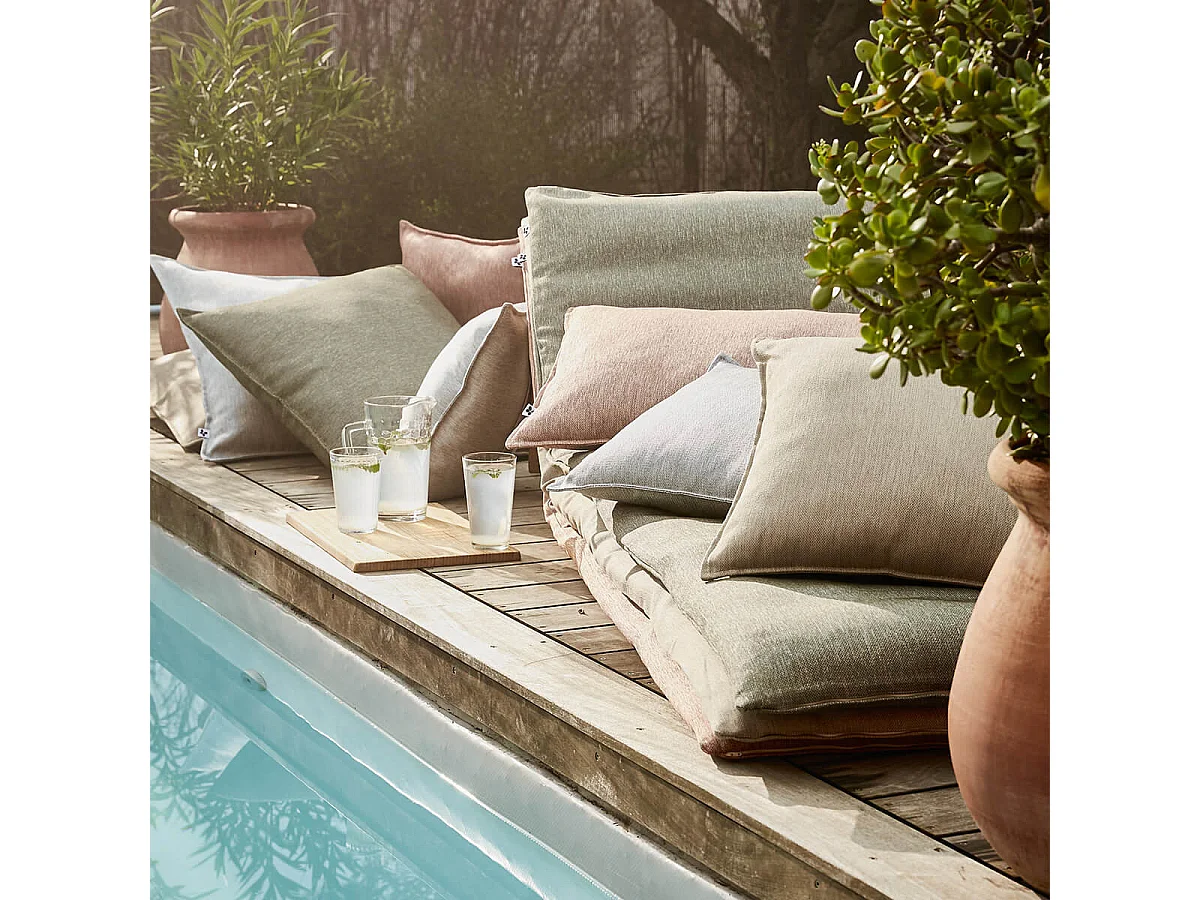 PRIMROSE - Coussin 45x60 Déhoussable Tissu Déperlant Gris Galet