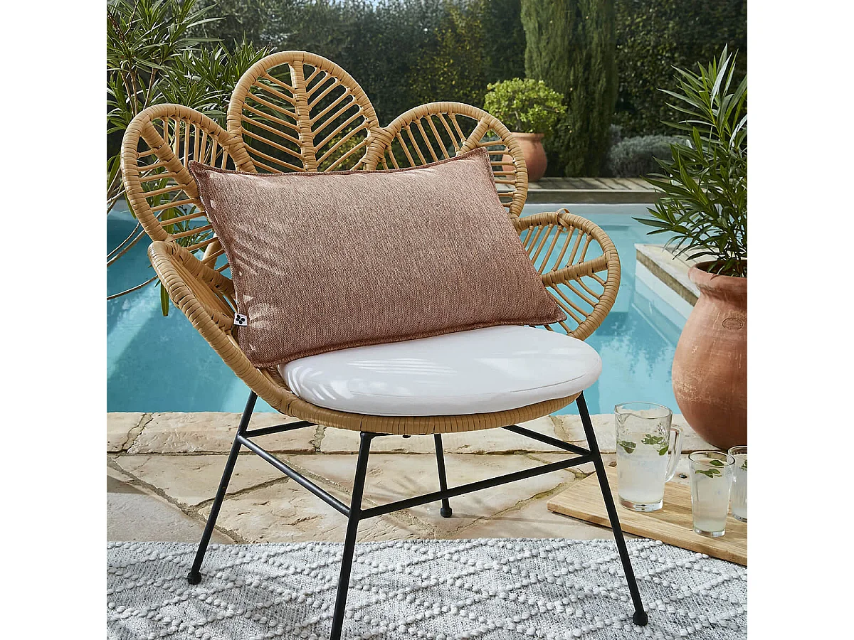 PRIMROSE - Coussin 45x60 Déhoussable Tissu Déperlant Corail