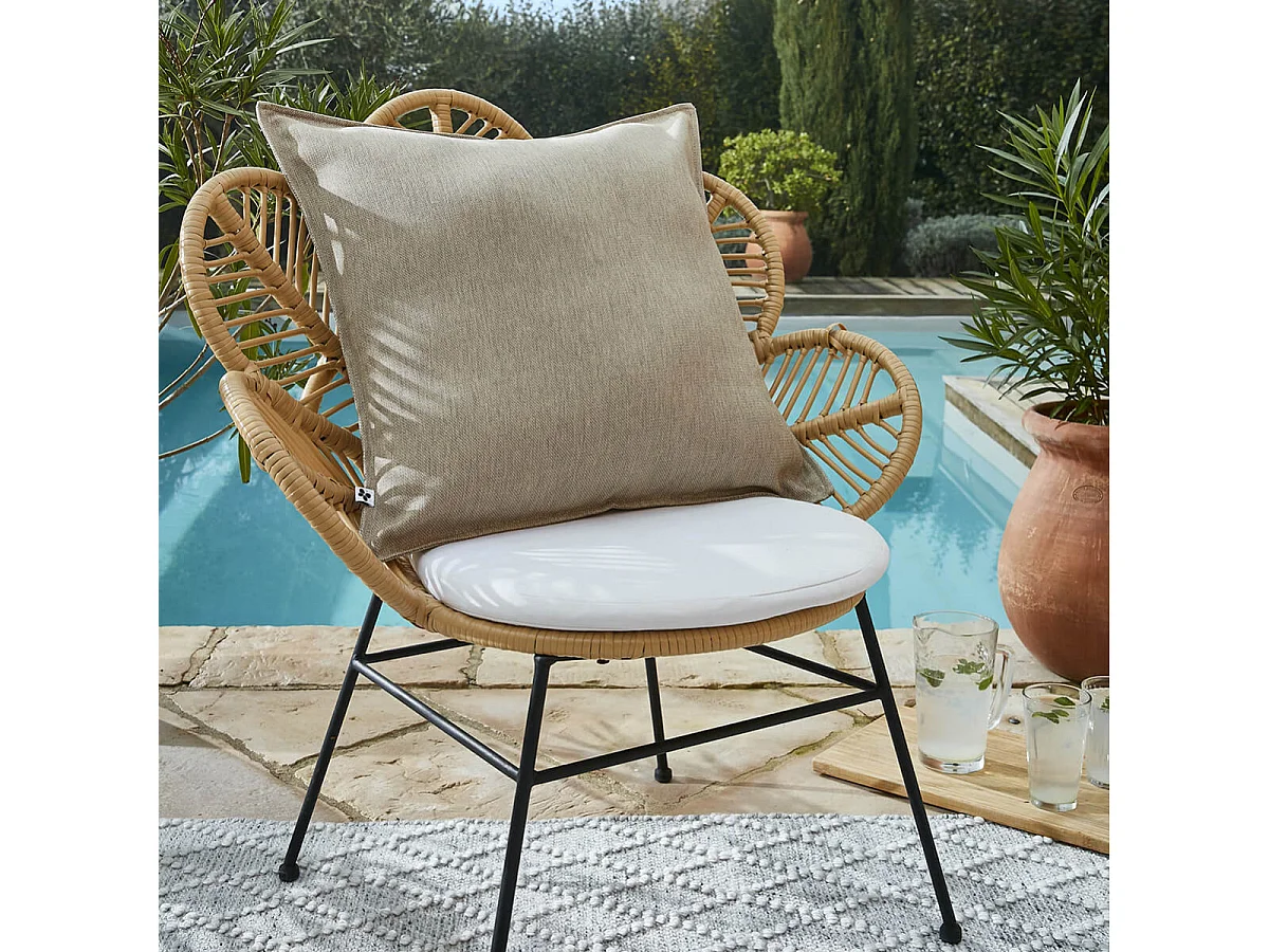 PRIMROSE - Coussin 60x60 Déhoussable Tissu Déperlant Sable